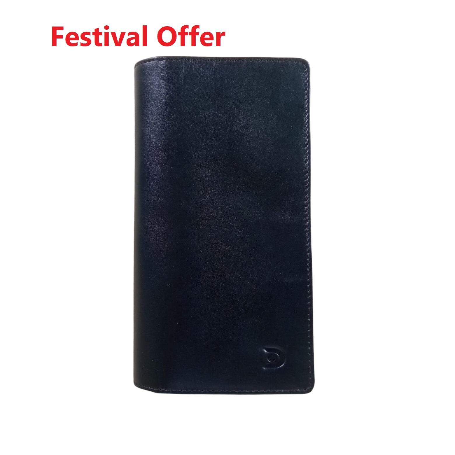 Genuine Leather Men's Double Chamber wallet (Black)